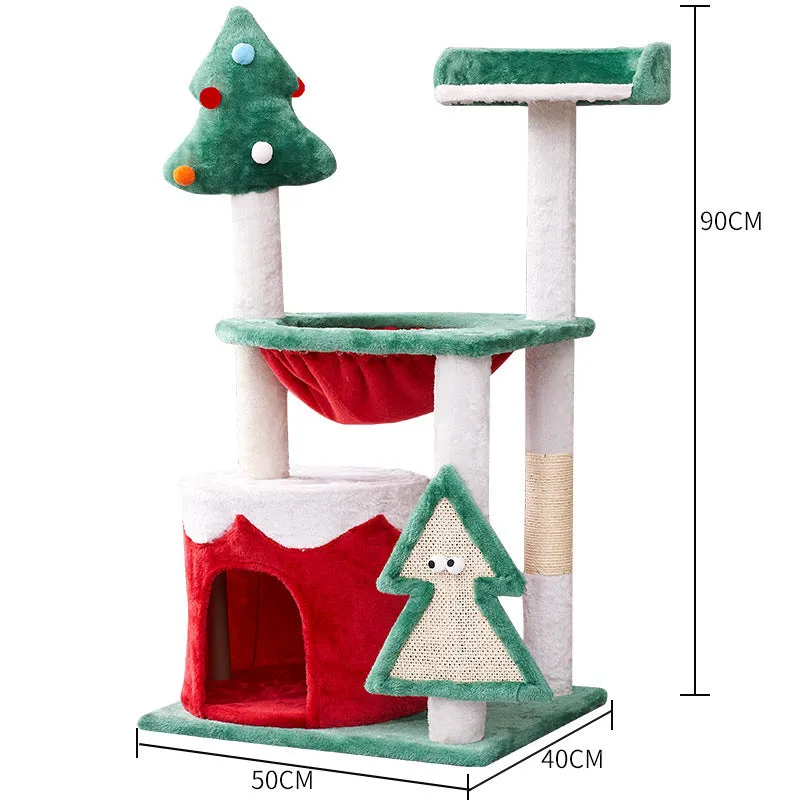 Density plate cat scratching post with integrated toy in Christmas colours