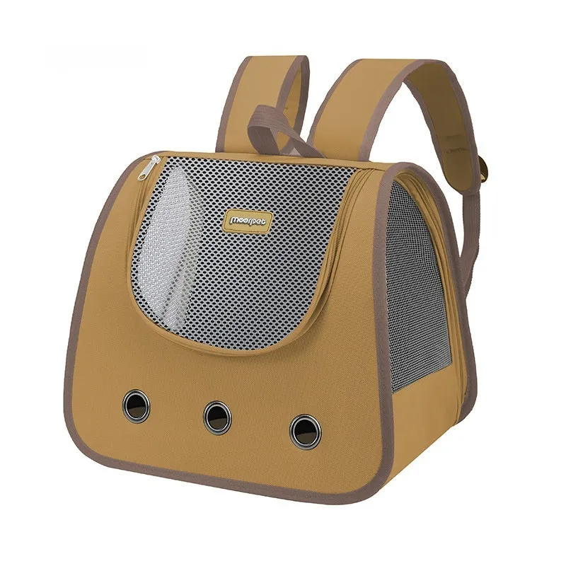 Medium-hard Oxford fabric portable pet cat backpack carrier in solid colour with large capacity