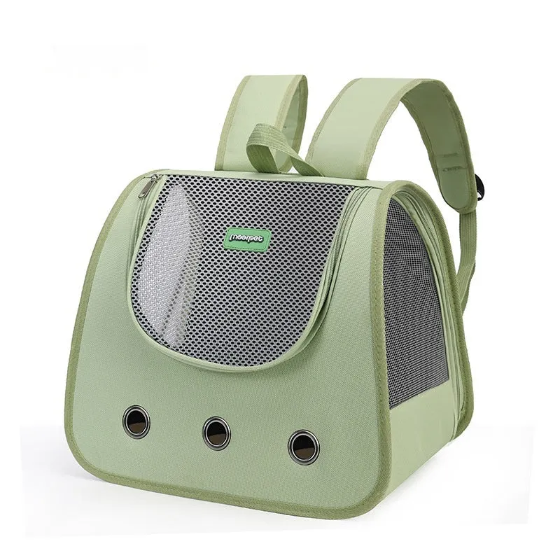 Medium-hard Oxford fabric portable pet cat backpack carrier in solid colour with large capacity