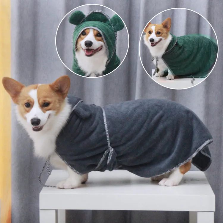 Ultra fine fibre pet drying towel for dogs and cats in grey or green colours