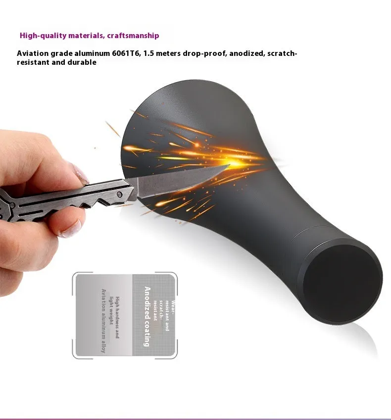 Aluminium UV flashlight for detecting pet urine stains on carpets, showing USB-C port.