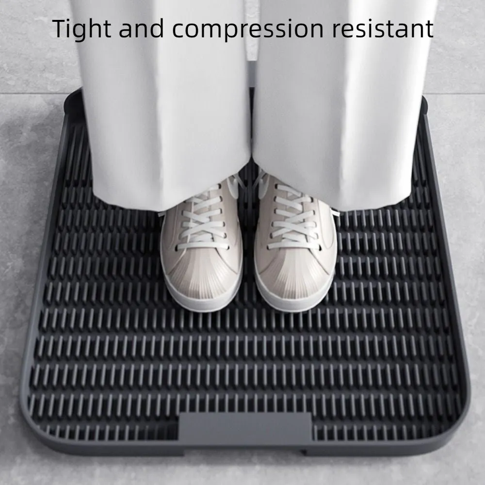 Large square black cat litter pedal with slanted mouth design and textured surface