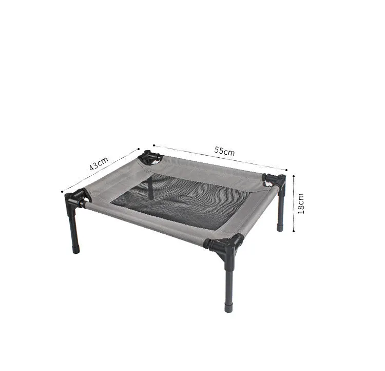 Black portable dog bed with steel frame and removable Oxford cloth cover