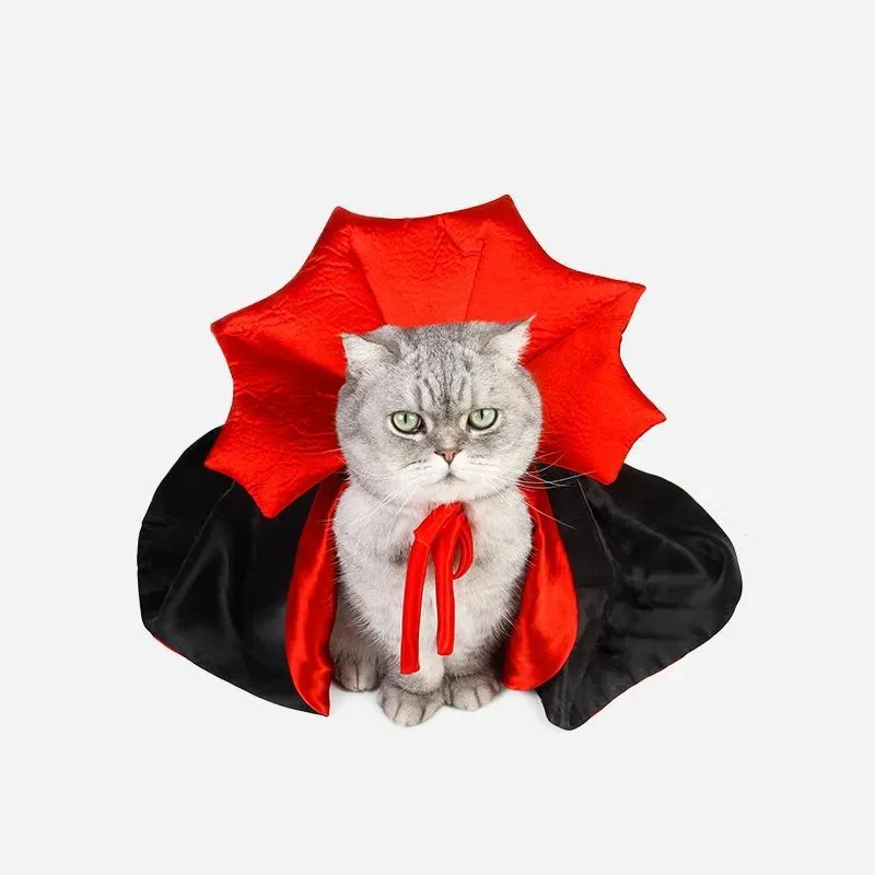 Halloween vampire cloak costume for small dog or cat with cute Kawaii dress design