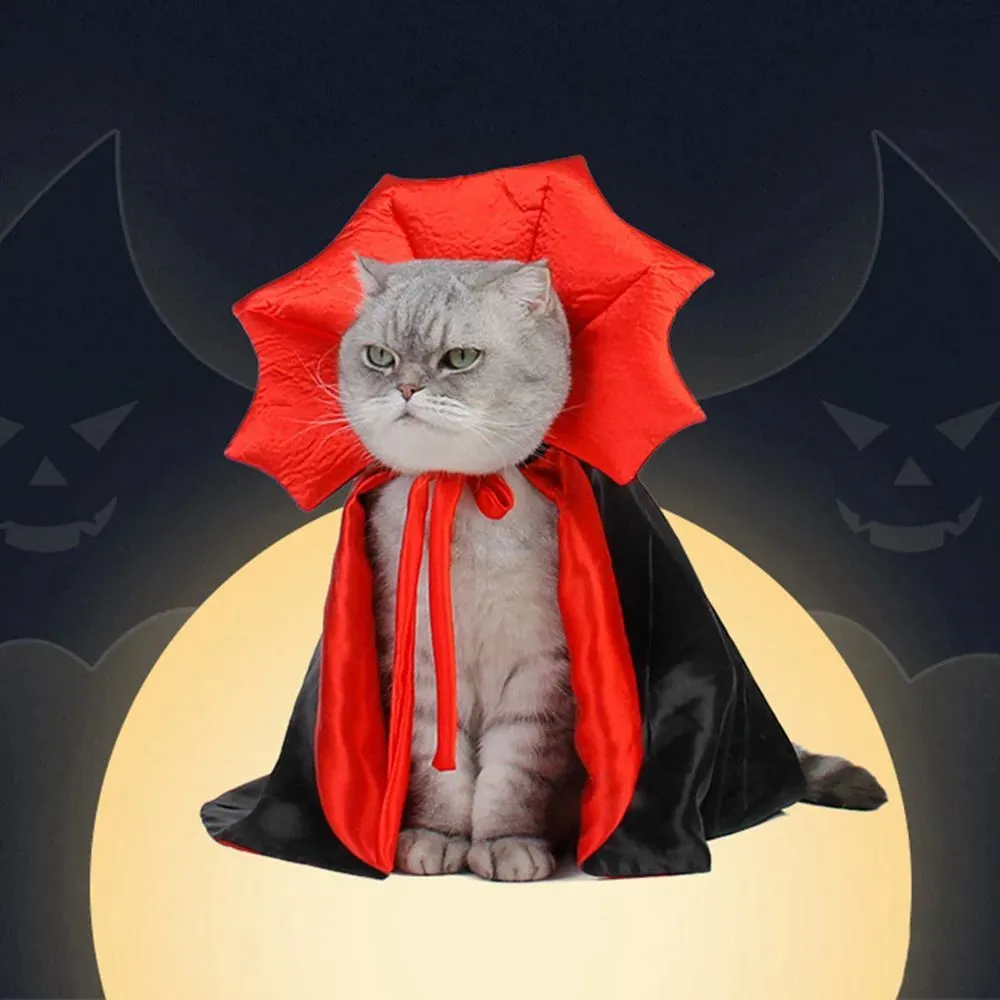 Halloween vampire cloak costume for small dog or cat with cute Kawaii dress design