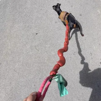 Brown cat tug of war rope toy with sausage-shaped sections, total length 108cm.