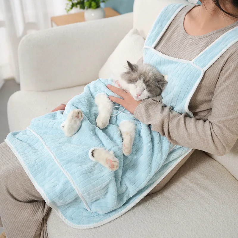 Cloth cat petting apron available in multiple colours with optional hole perforations