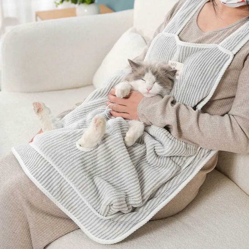 Cloth cat petting apron available in multiple colours with optional hole perforations