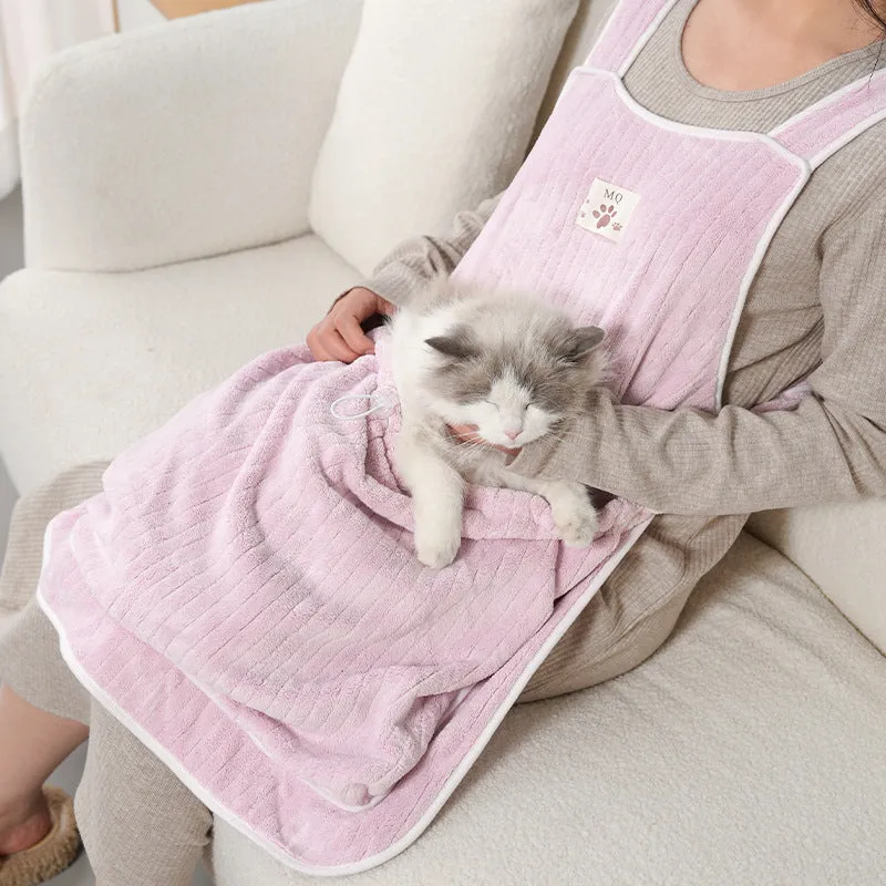 Cloth cat petting apron available in multiple colours with optional hole perforations