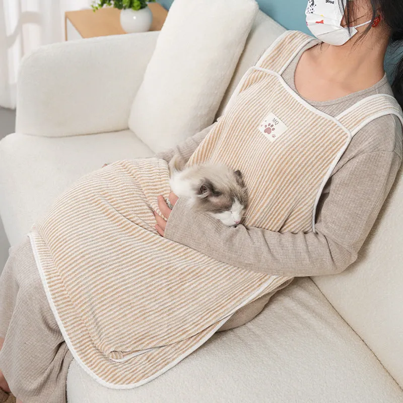 Cloth cat petting apron available in multiple colours with optional hole perforations