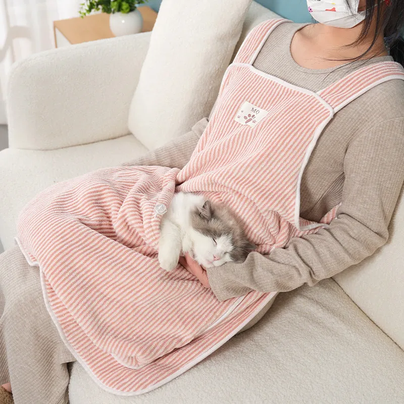 Cloth cat petting apron available in multiple colours with optional hole perforations