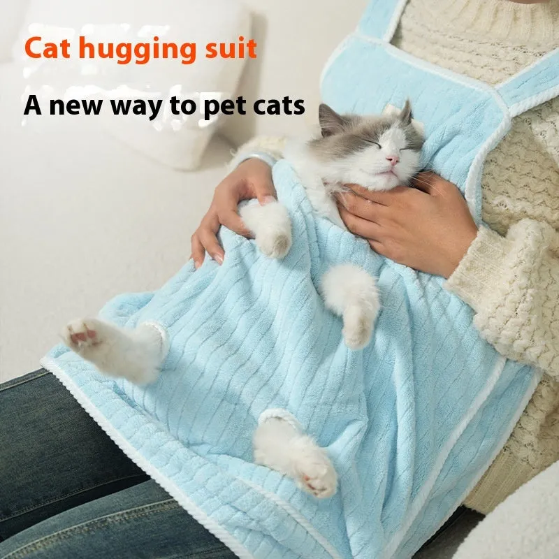 Cloth cat petting apron available in multiple colours with optional hole perforations