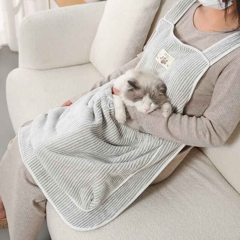 Cloth cat petting apron available in multiple colours with optional hole perforations