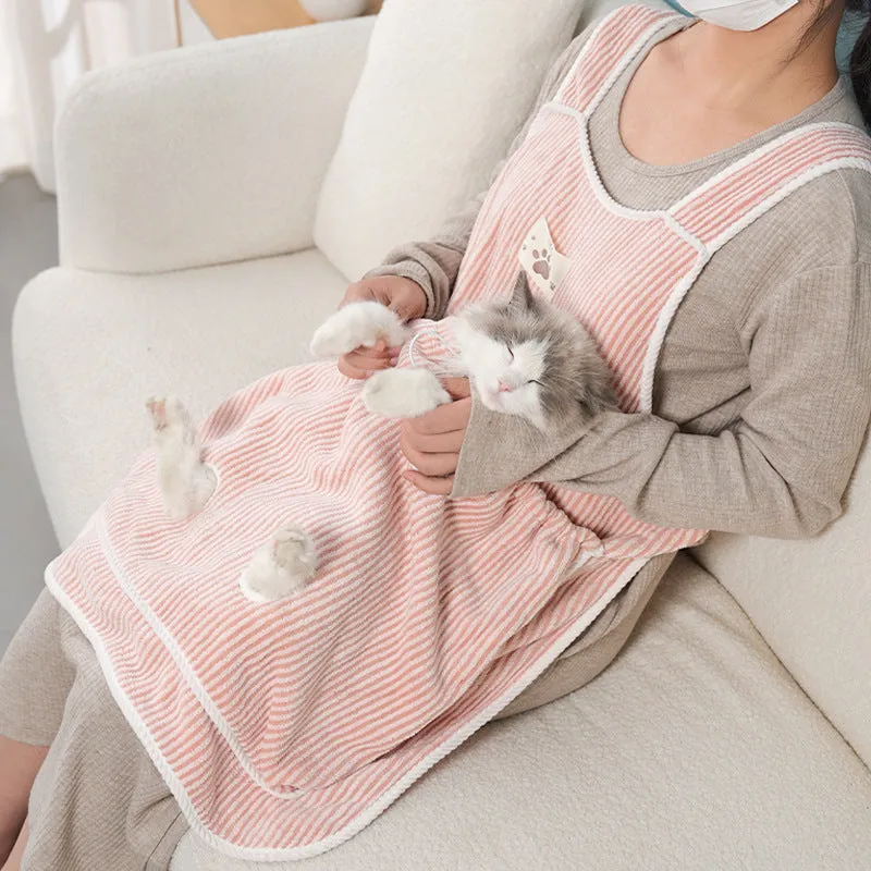 Cloth cat petting apron available in multiple colours with optional hole perforations