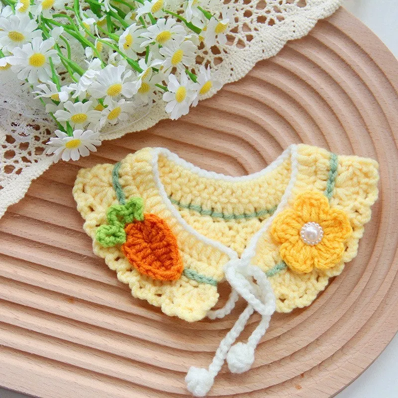 Handmade embroidered cotton dog collar scarf decorative accessory for small dog photography