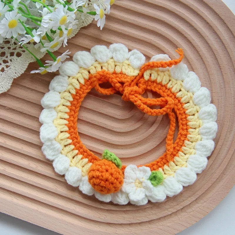 Handmade embroidered cotton dog collar scarf decorative accessory for small dog photography