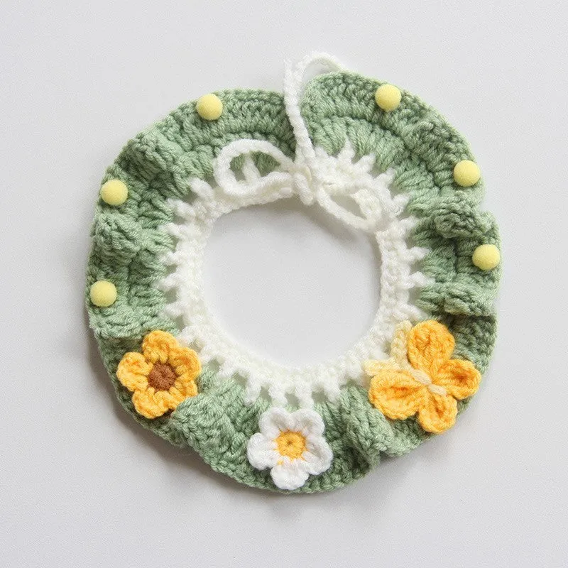 Handmade embroidered cotton dog collar scarf decorative accessory for small dog photography