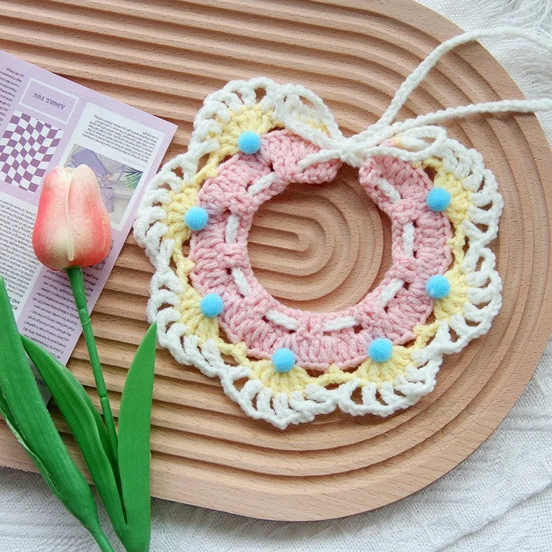 Handmade embroidered cotton dog collar scarf decorative accessory for small dog photography