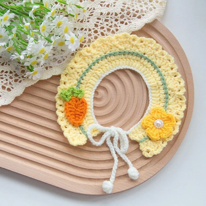 Handmade embroidered cotton dog collar scarf decorative accessory for small dog photography