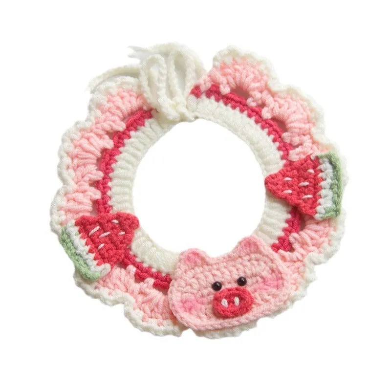 Handmade embroidered cotton dog collar scarf decorative accessory for small dog photography