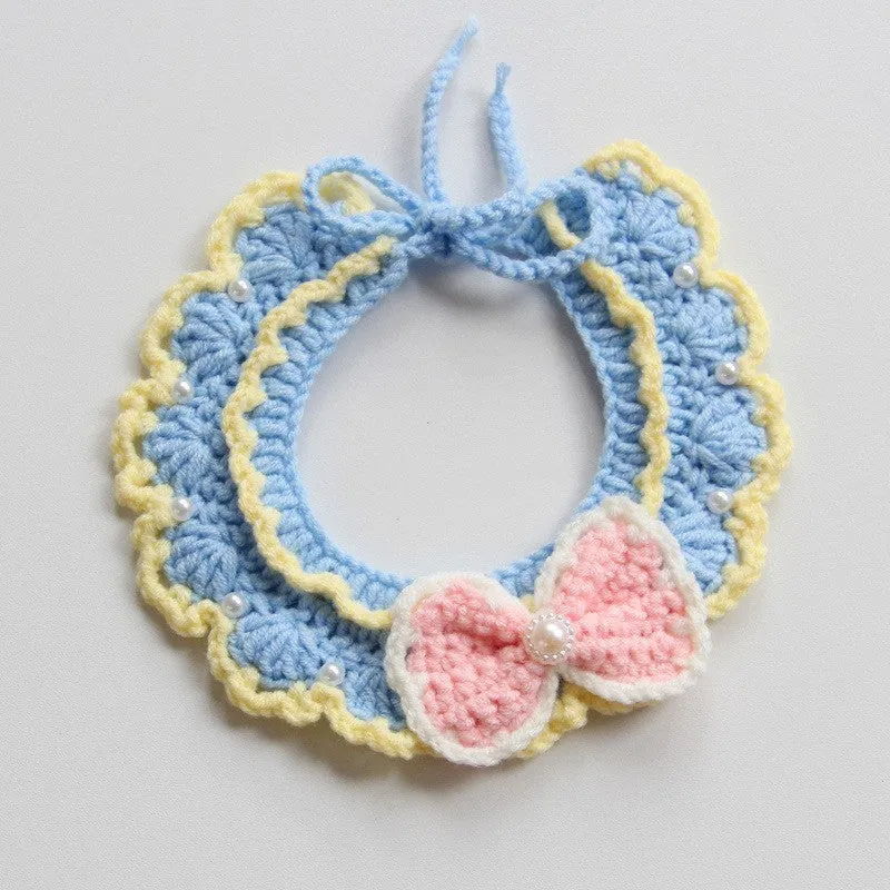 Handmade embroidered cotton dog collar scarf decorative accessory for small dog photography