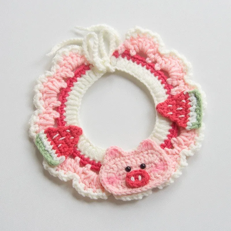 Handmade embroidered cotton dog collar scarf decorative accessory for small dog photography