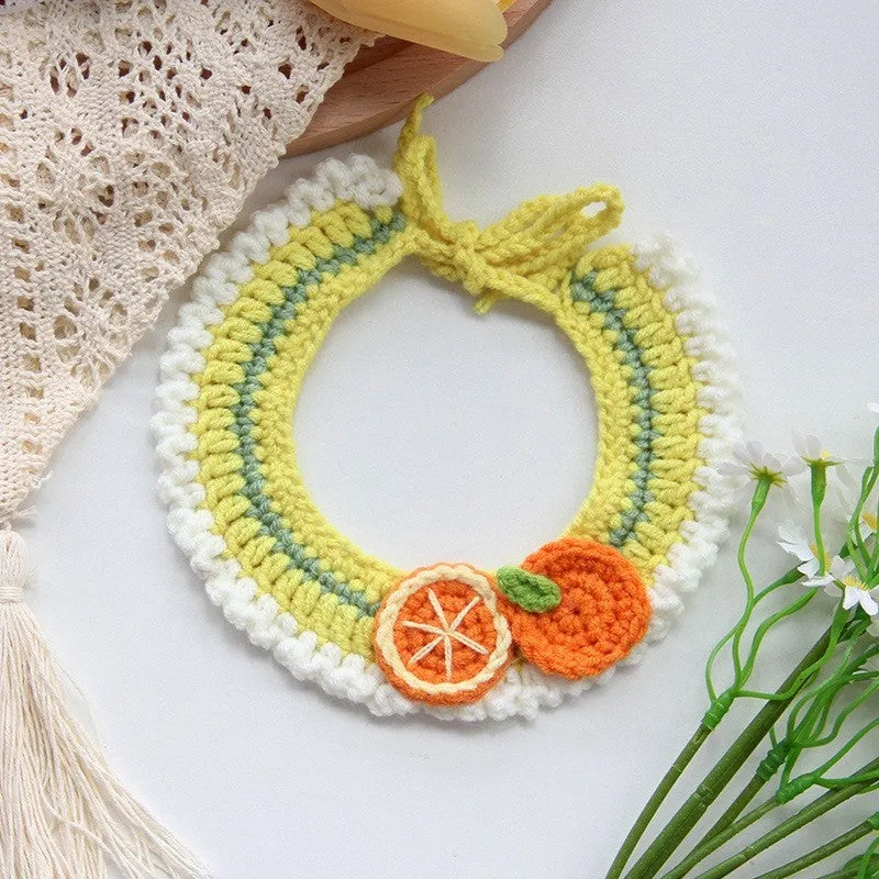 Handmade embroidered cotton dog collar scarf decorative accessory for small dog photography