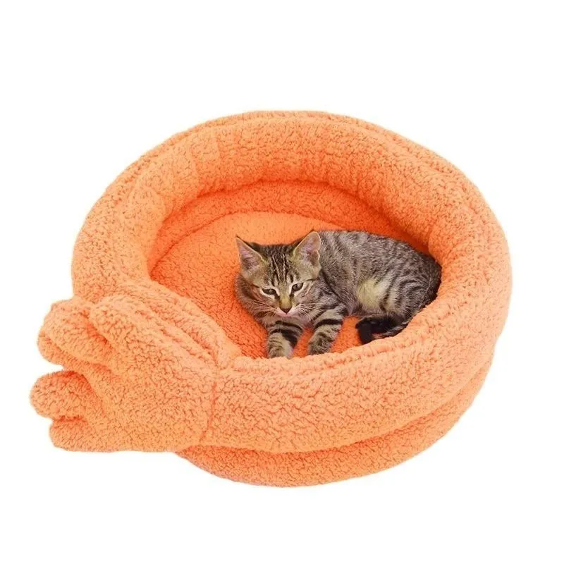 Yellow pet kennel mattress measuring 48×20 cm with thickened plush fabric for autumn and winter use