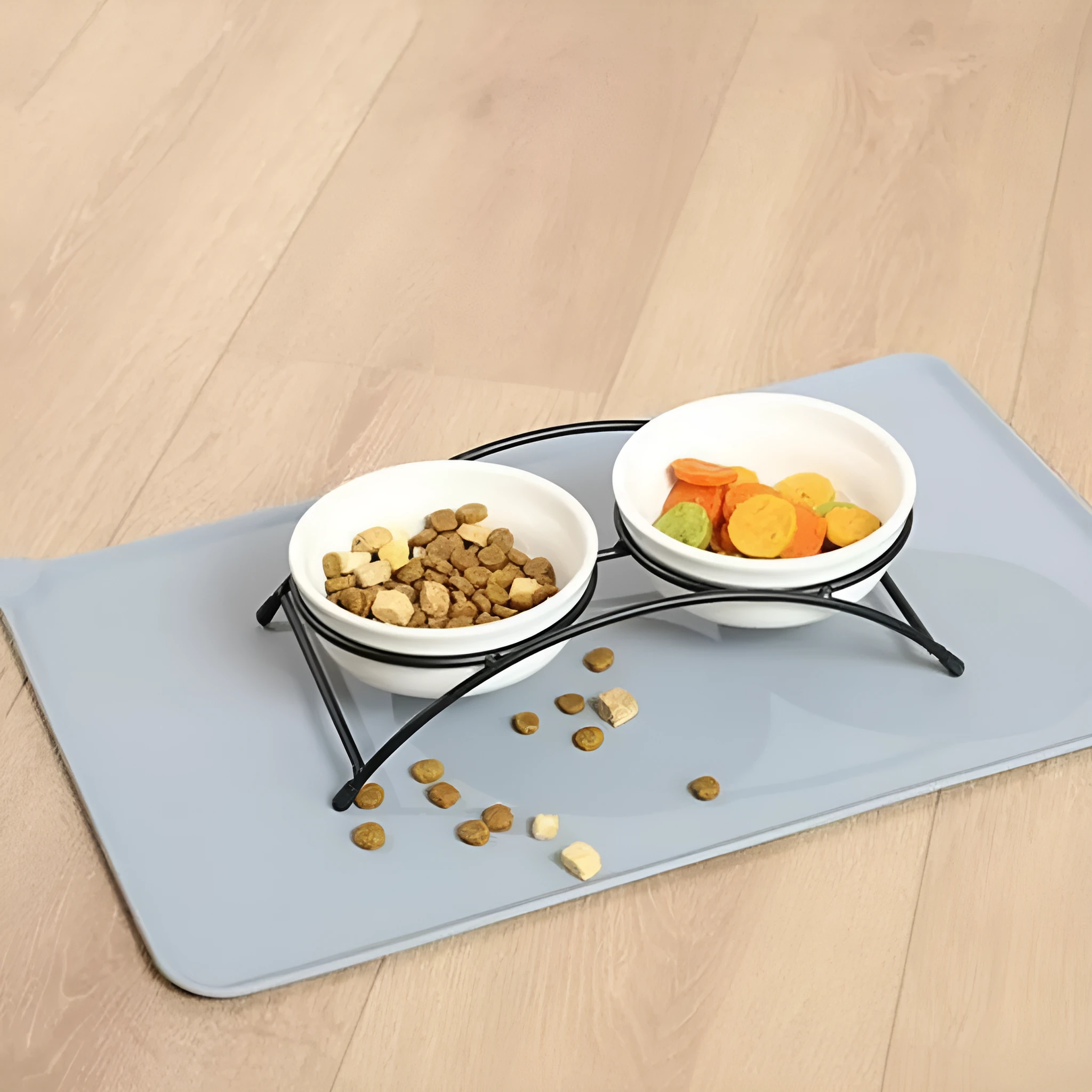 Silicone pet placemat under dog bowl in choice of five colours with anti-slip base