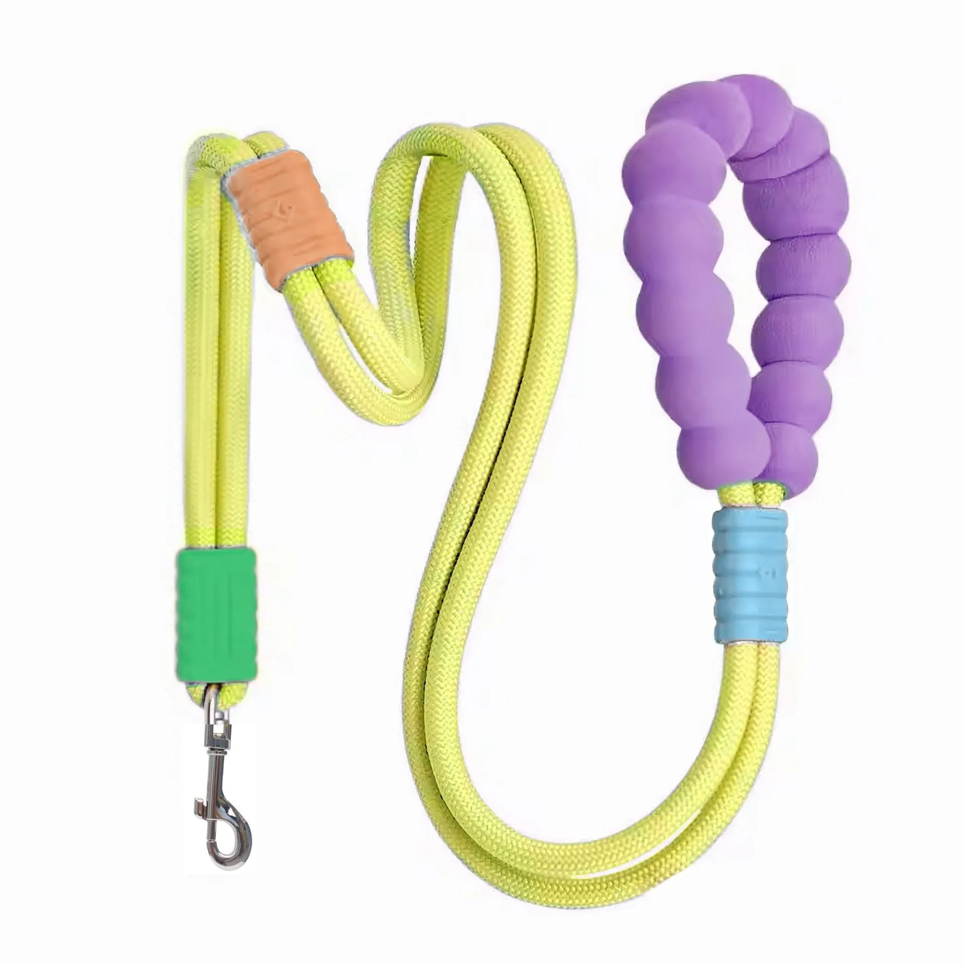 Dog leash with foam handle and 140cm nylon traction rope in choice of four colours