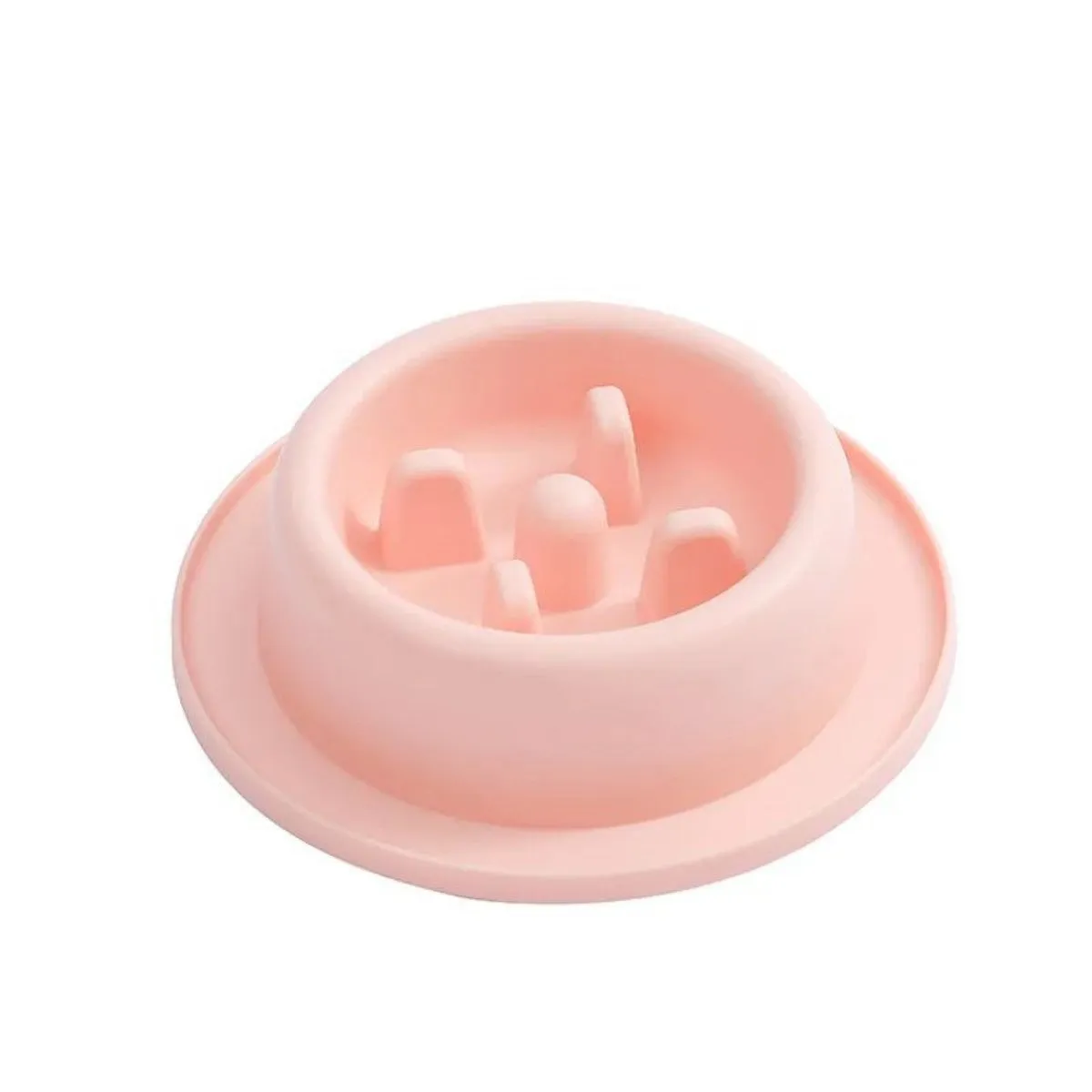PP plastic slow feeder pet bowl in macaroon colour with raised feeding obstacles