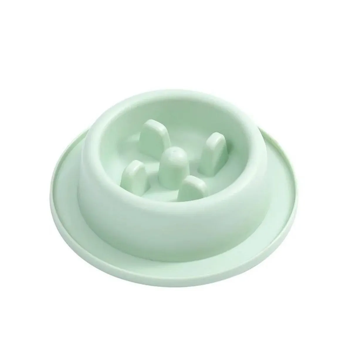 PP plastic slow feeder pet bowl in macaroon colour with raised feeding obstacles