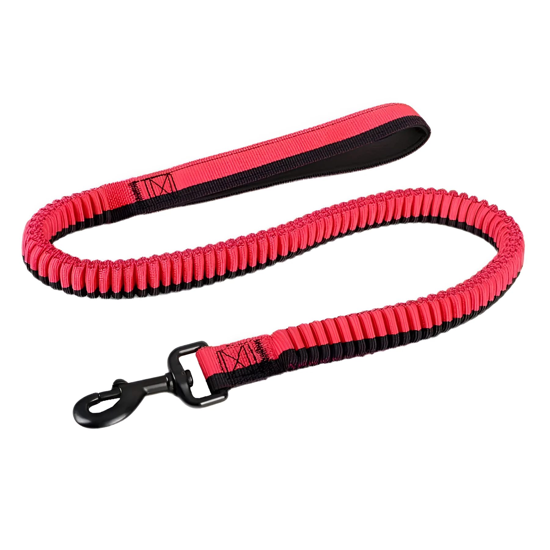 Green elastic dog training leash with metal clip for medium to large dogs