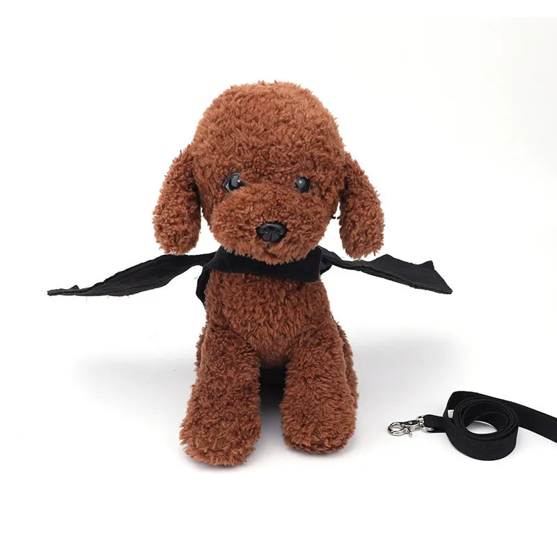 Black bat wing Halloween costume accessory for dogs on grass