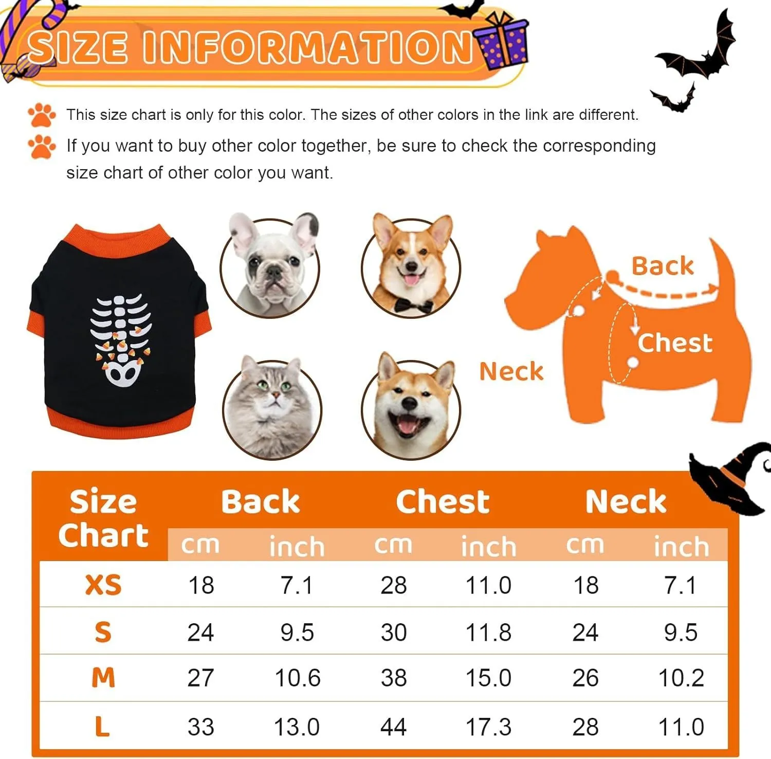 Halloween skeleton costume sweatshirt for small dogs and kittens in lightweight cotton