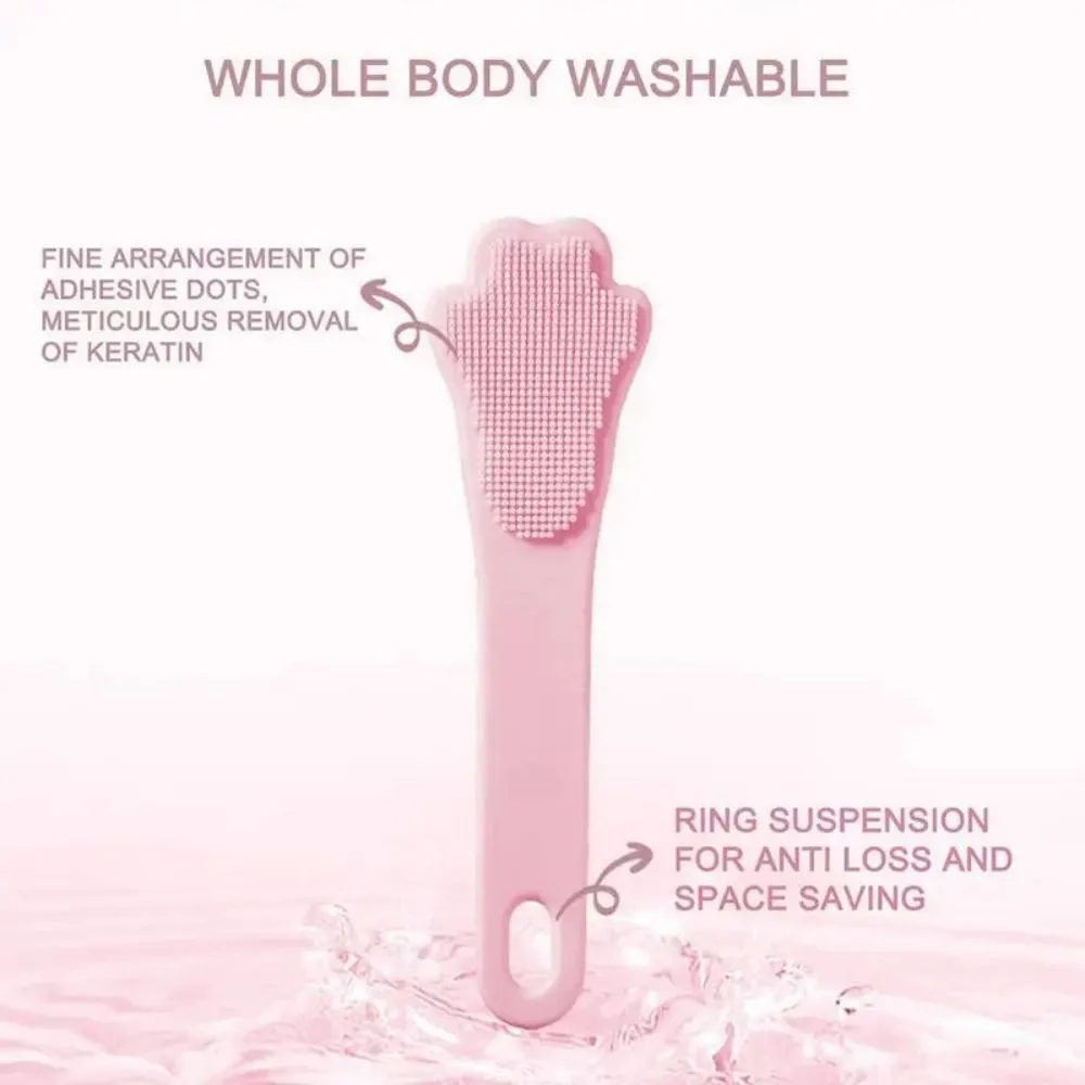 Silicone finger cover toothbrush for dogs and cats in pink, purple, yellow, and white.