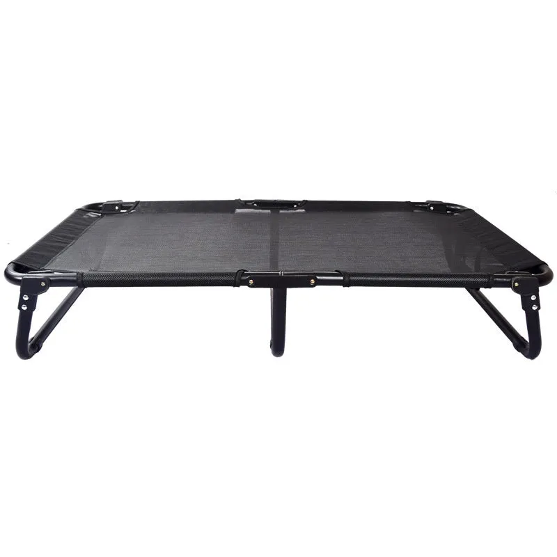 Steel frame dog camp bed with mesh sides and mattress in various size options