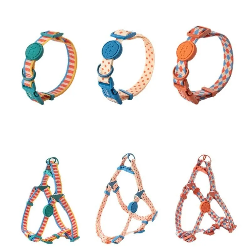 Retro record hand holding rope and collar vest set for small medium dogs