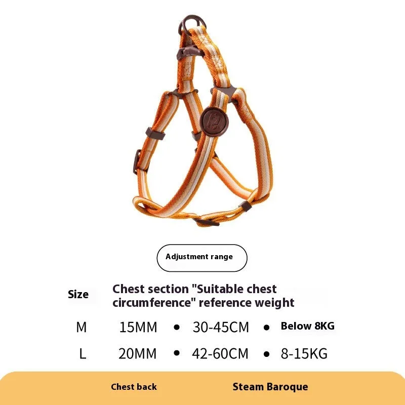 Retro record hand holding rope and collar vest set for small medium dogs