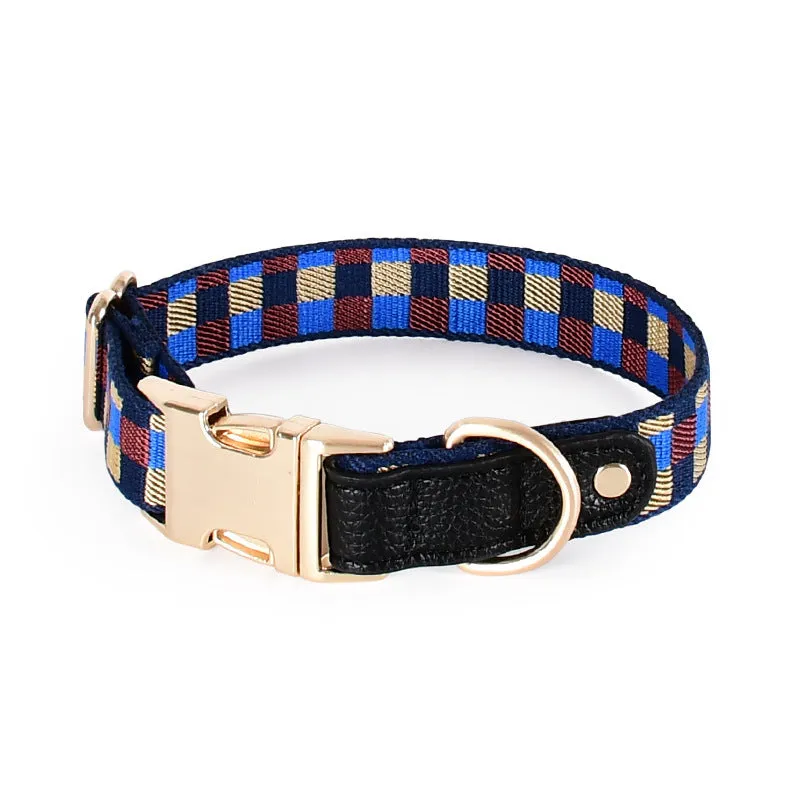 I-shaped dog chest harness with adjustable collar and 150cm hand-holding rope in leather rib fibre