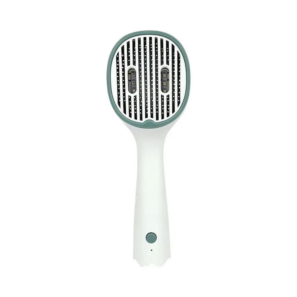 Dark green pet grooming comb with UVC sterilization function and slicker brush needles