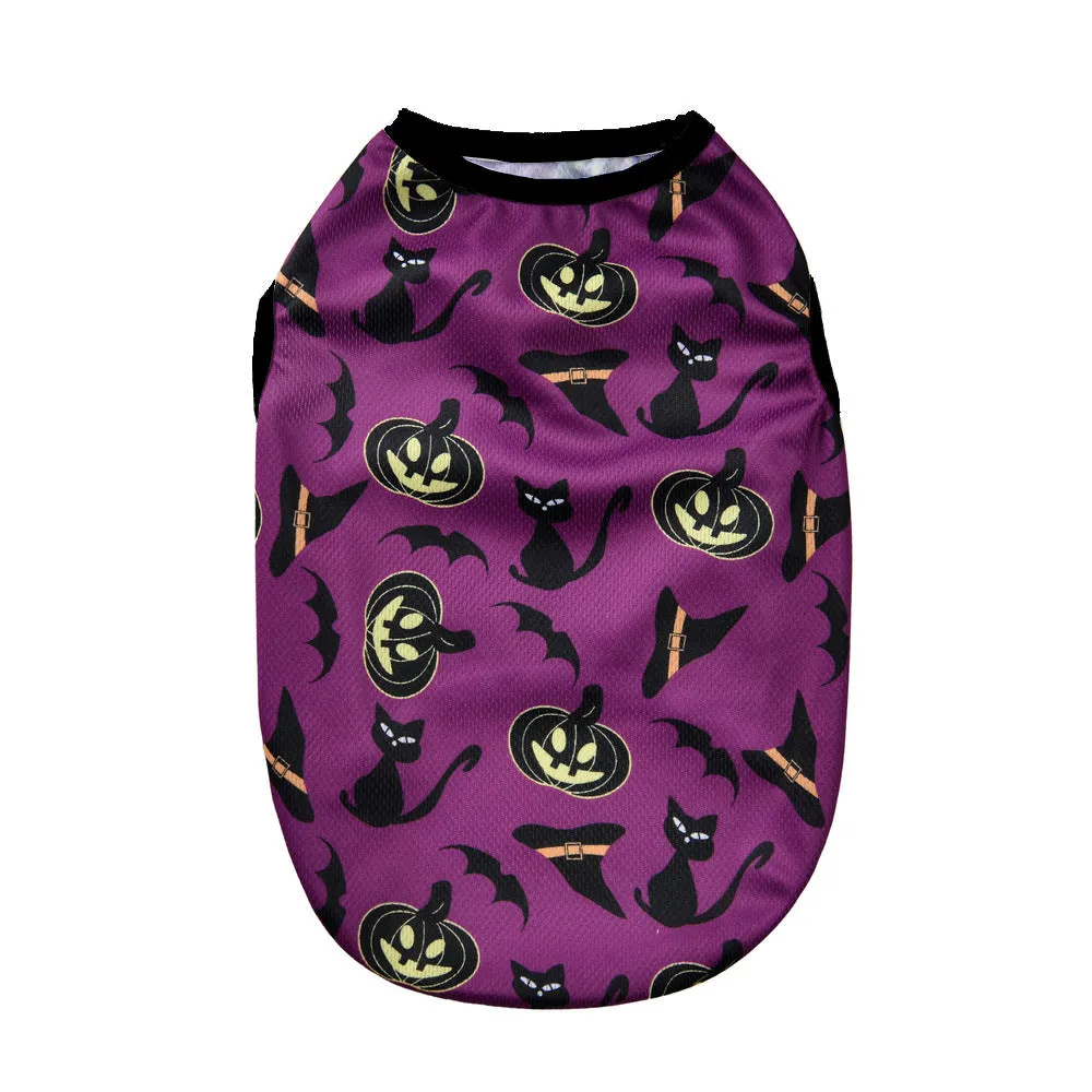 Halloween pet costume with pumpkin designs for dogs and cats in polyester material