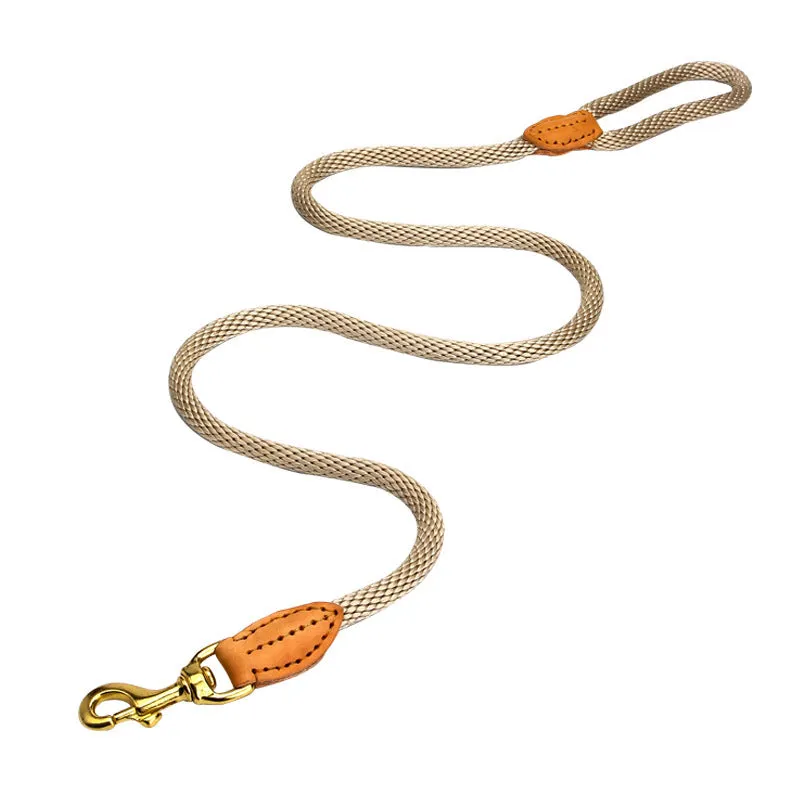 Black nylon dog leash hand-holding rope 130cm long on white background with four thickness options XS S M L