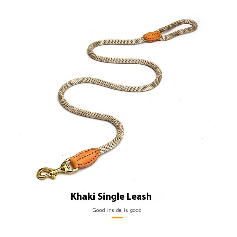 Black nylon dog leash hand-holding rope 130cm long on white background with four thickness options XS S M L