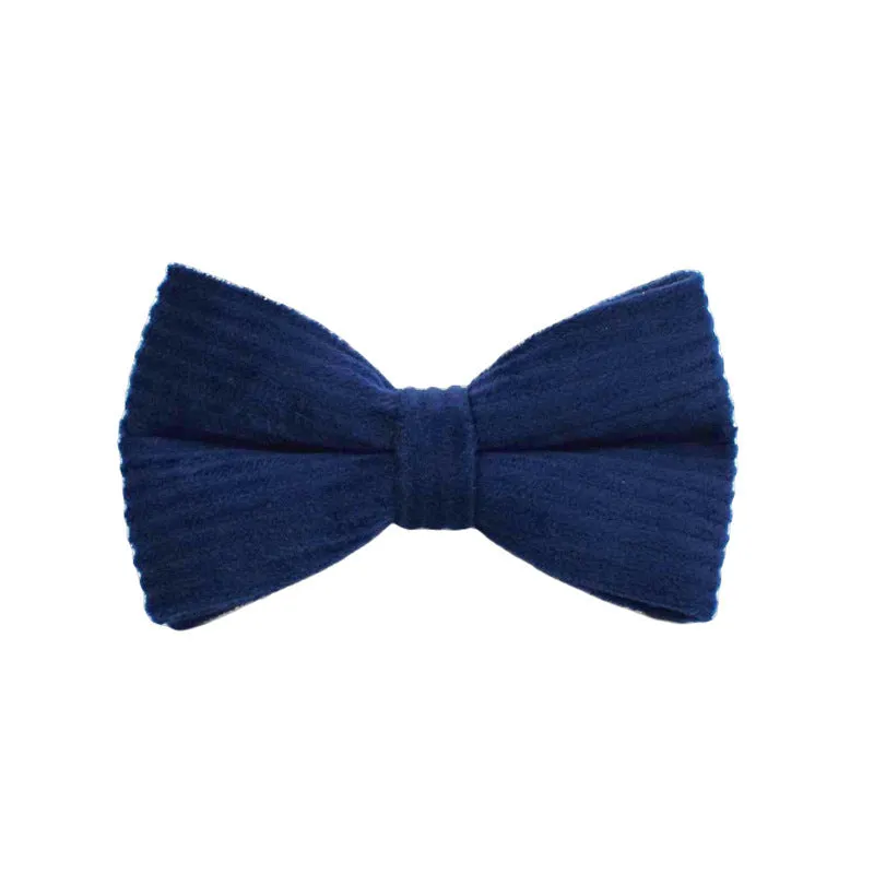 Navy blue corduroy dog collar and leash set with matching vest, poop bag, and decorative bow