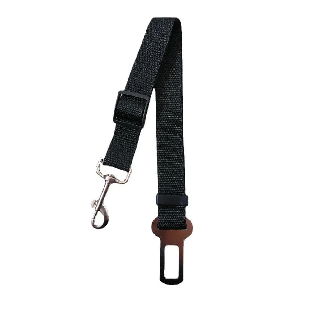 Retractable pet car safety belt in army green nylon with adjustable length for vehicle travel