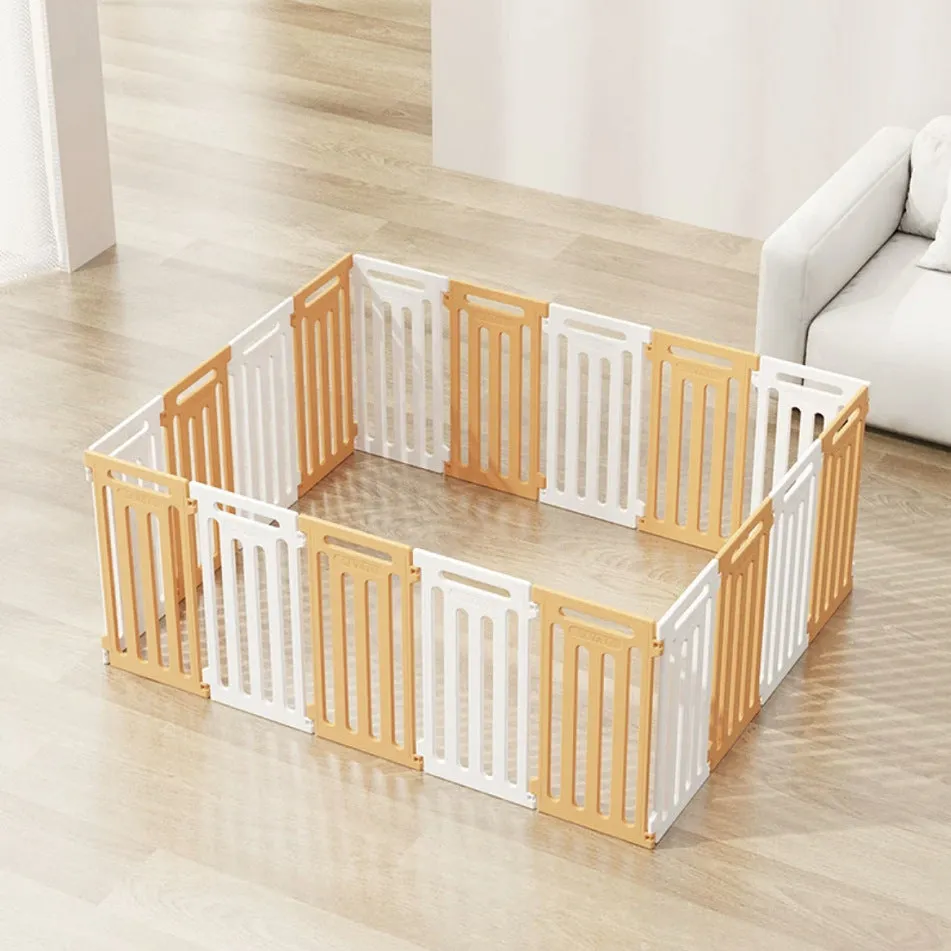 Plastic dog indoor isolation fence with guardrail panels in multiple colour combinations