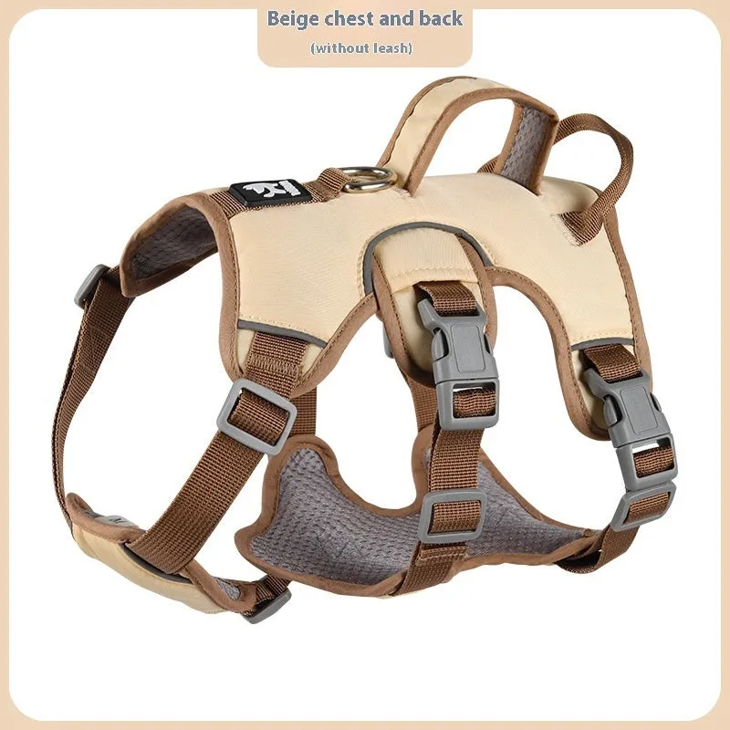 Oxford cloth pet harness in beige colour with adjustable chest strap for dog walking