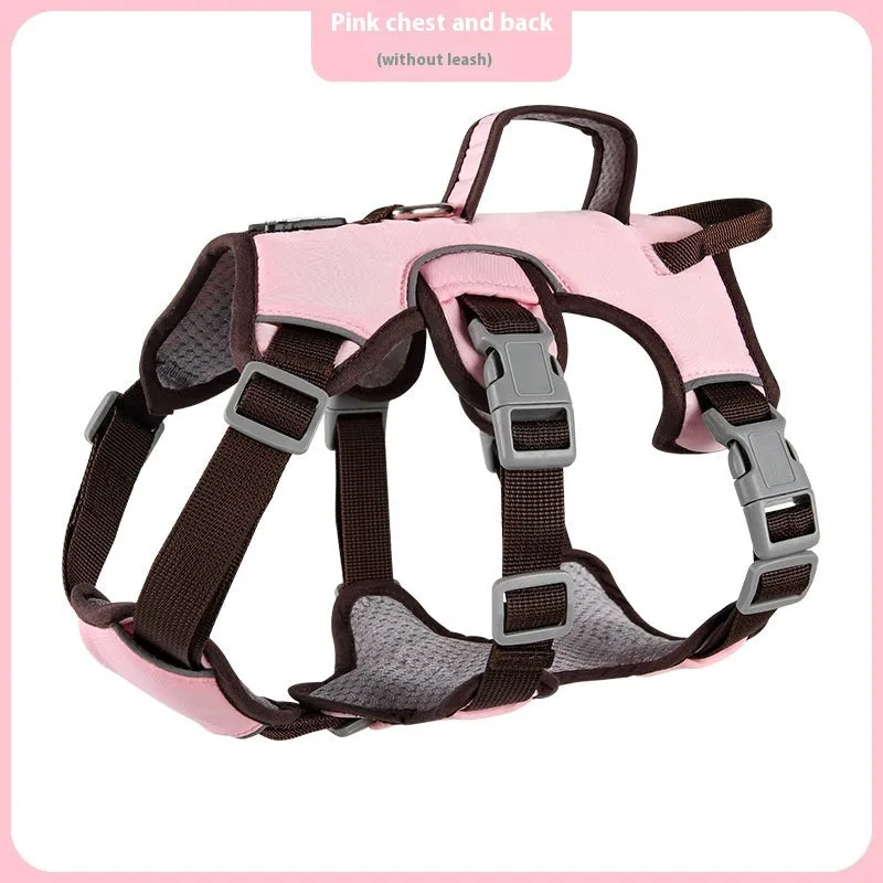 Oxford cloth pet harness in beige colour with adjustable chest strap for dog walking