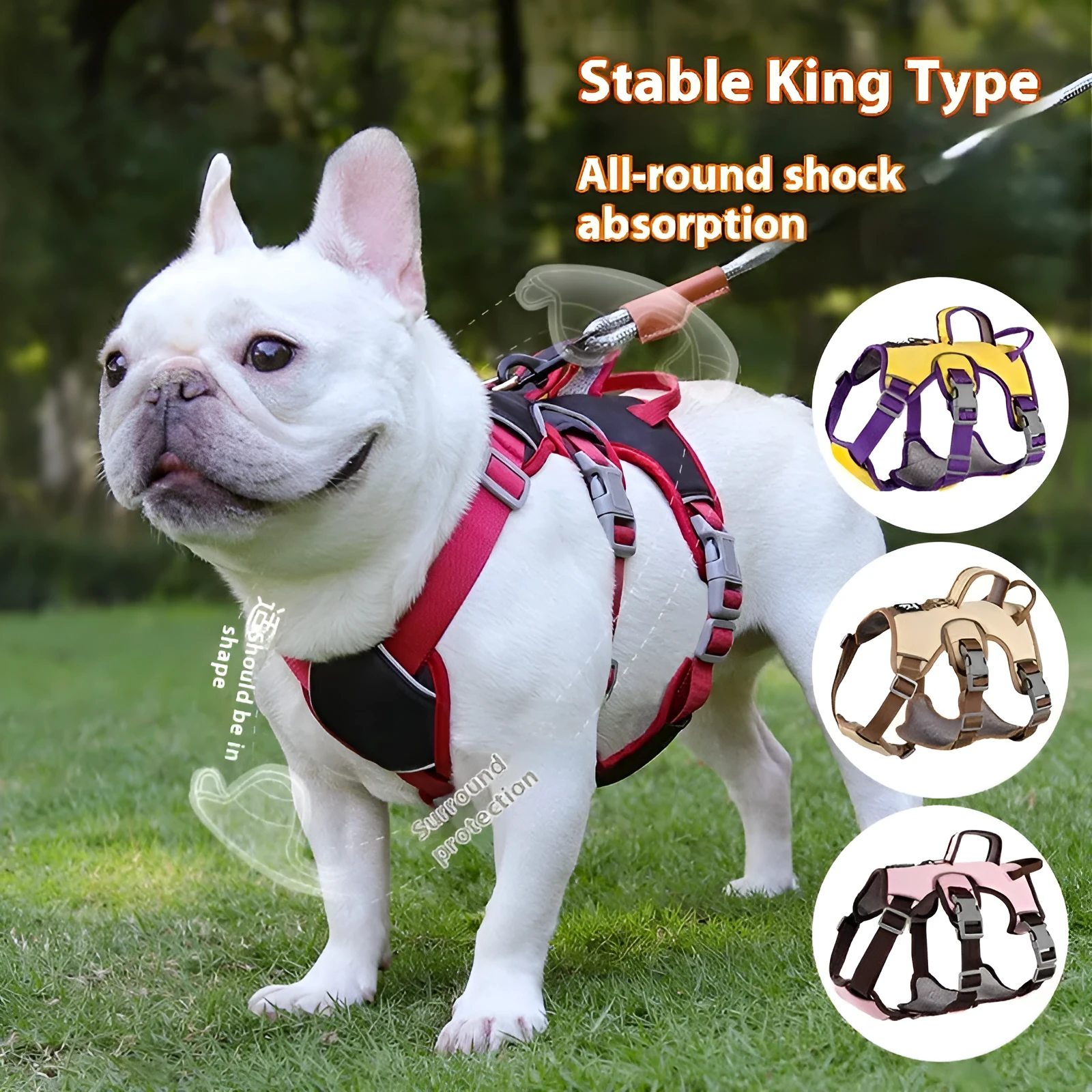 Oxford cloth pet harness in beige colour with adjustable chest strap for dog walking